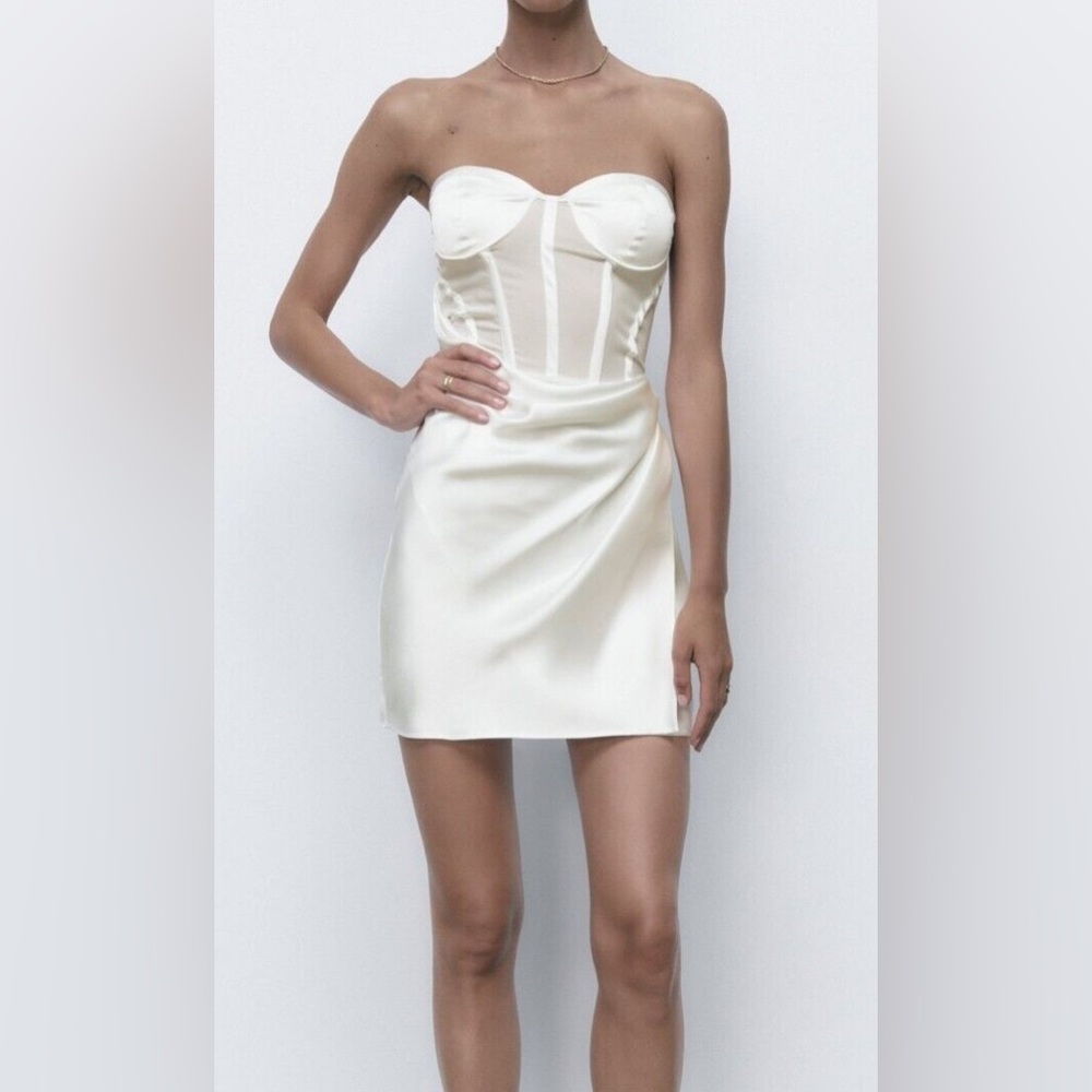 Zara White Corset Mini Dress